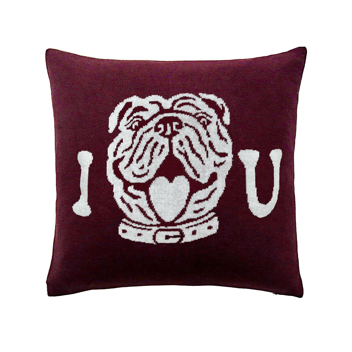 Bulldog Heart Pillow (Maroon)