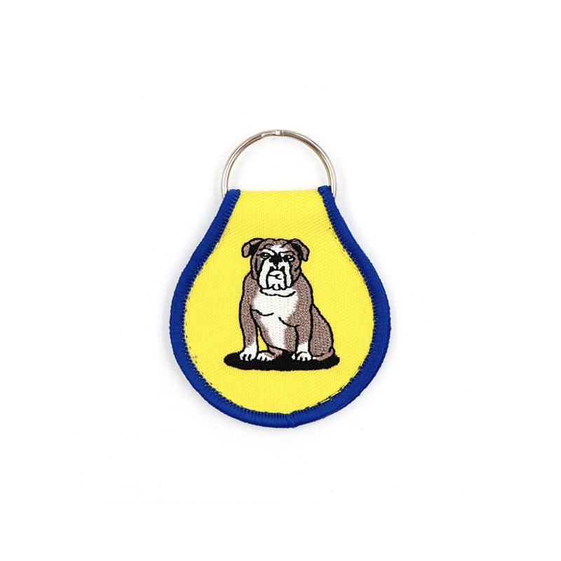 Sitting Bulldog Patch Keychain (Yellow)