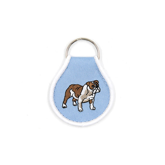 Color Bulldog Patch Keychain (Light Blue)