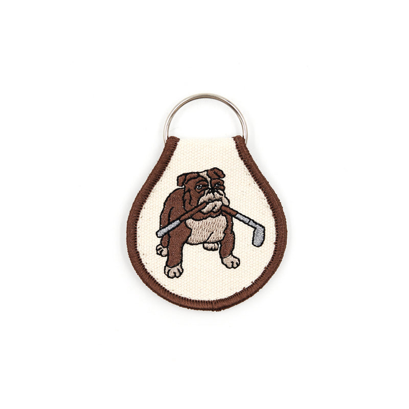 Bulldog Golf Patch Keychain (Brown)