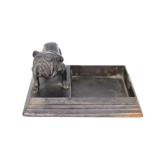 Antique Bronze Bulldog Desk Paper Holder