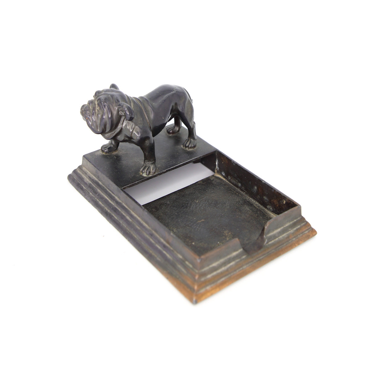 Antique Bronze Bulldog Desk Paper Holder