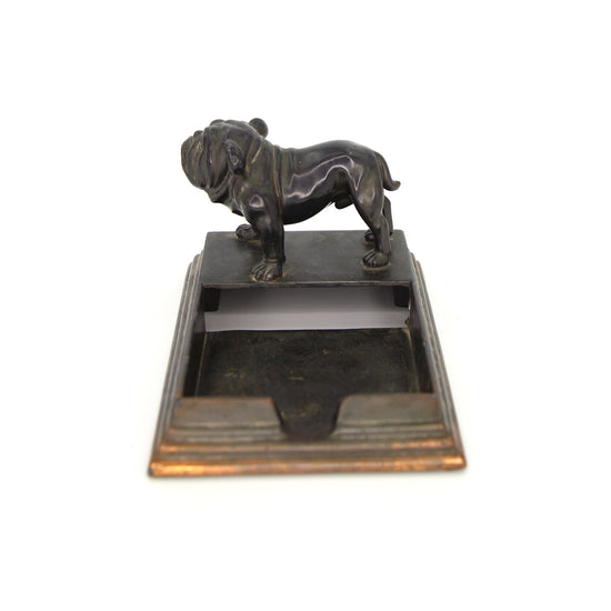 Antique Bronze Bulldog Desk Paper Holder