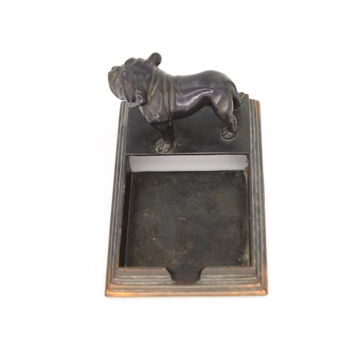 Antique Bronze Bulldog Desk Paper Holder