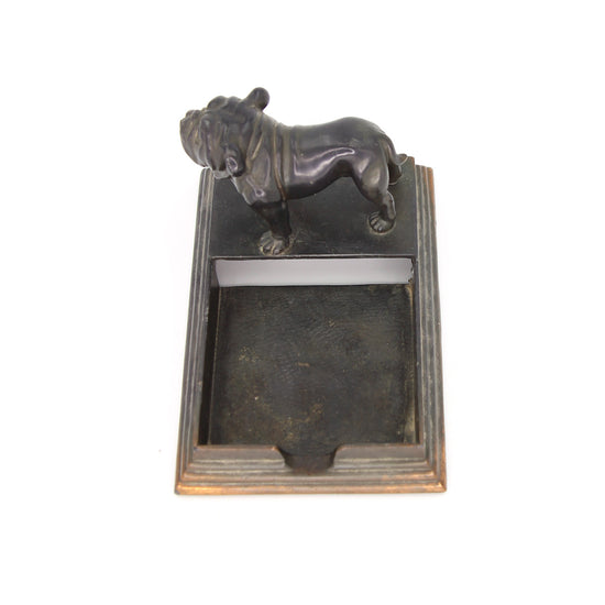 Antique Bronze Bulldog Desk Paper Holder