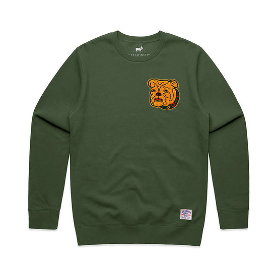 Bulldog Patch Sweatshirt (Olive Green)