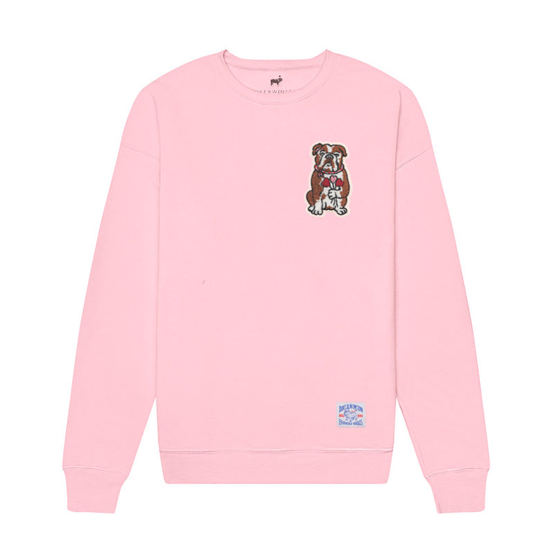 Bulldog Flowers Patch Sweatshirt (Pink)