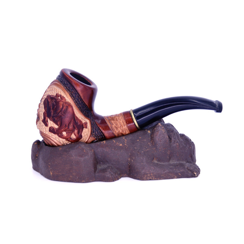 Bulldog Engraved Tobacco Pipe & Stand - SOLD