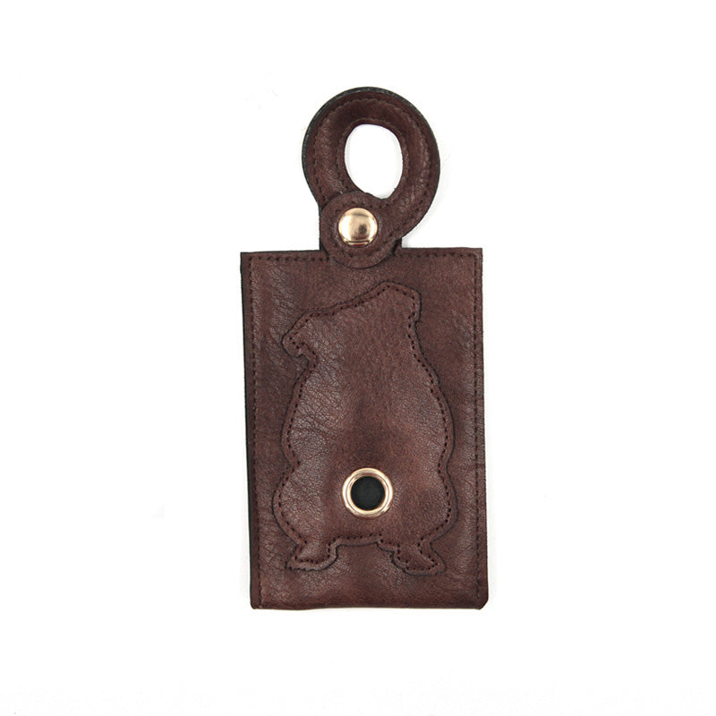 Leather Bulldog Poop Bag Holder