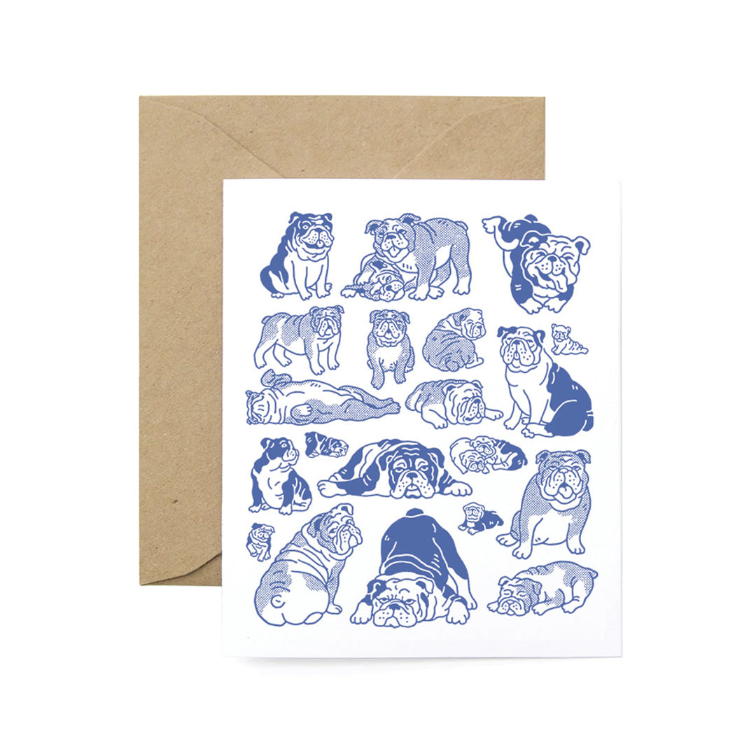 Bulldogs Are Beautiful Greeting Card (Blue)