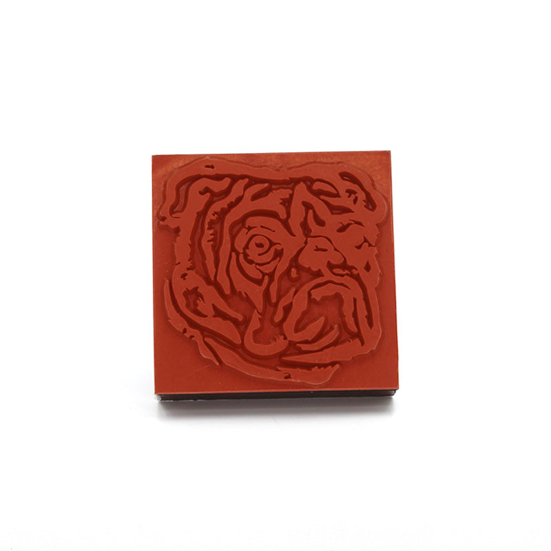 Wooden Bulldog Head Rubber Stamp