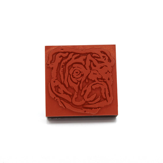 Wooden Bulldog Head Rubber Stamp