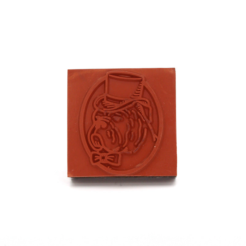 Wooden Bulldog Crest Rubber Stamp
