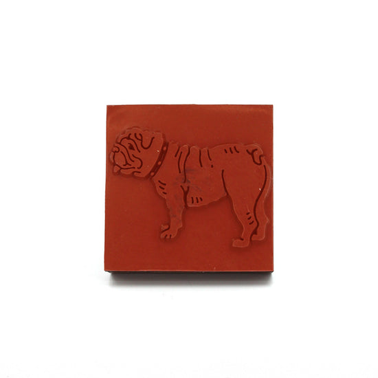 Wooden Standing Bulldog Rubber Stamp