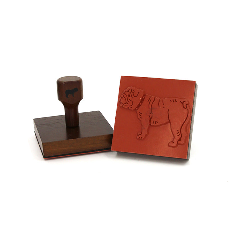 Wooden Standing Bulldog Rubber Stamp