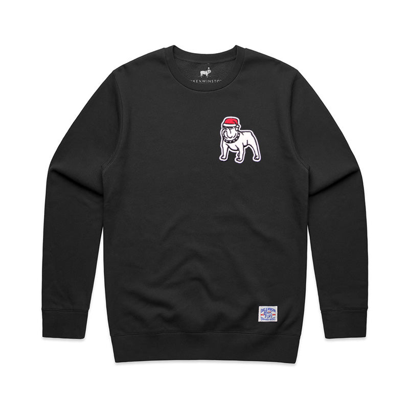 Santa Bulldog Patch Sweatshirt (Black)