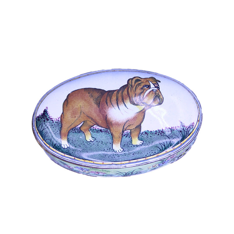 Vintage Handpainted Bulldog Enamel Box - SOLD