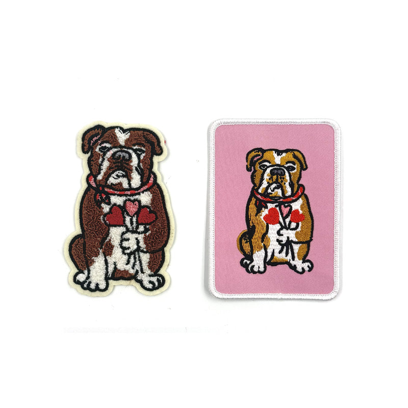 2 Valentines Bulldog Patches