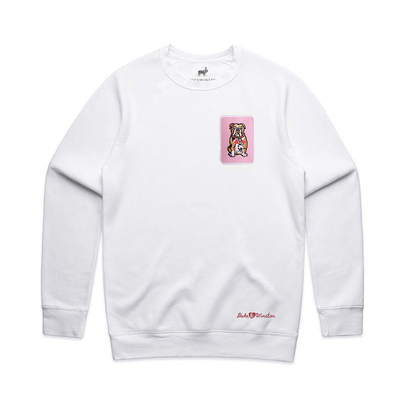 Bulldog Flowers Patch Sweatshirt (White)