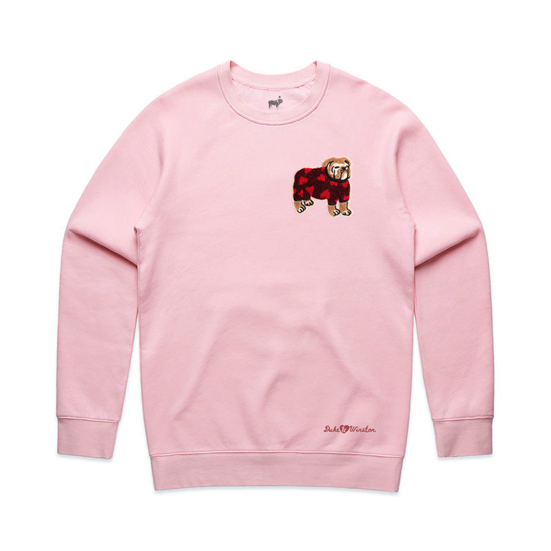 Bulldog Hearts Patch Sweatshirt (Pink)