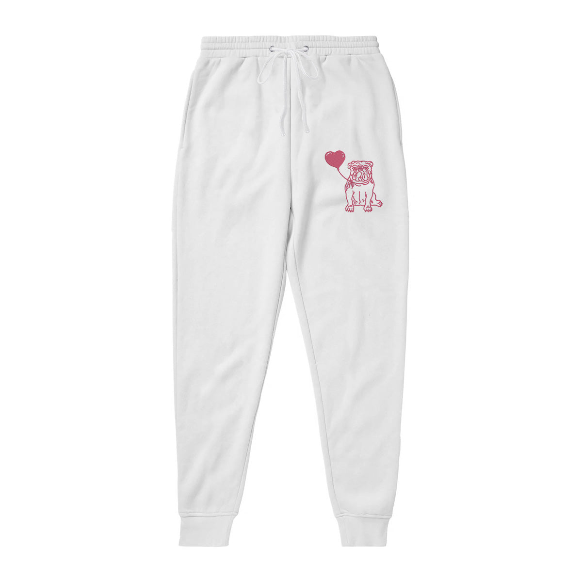 Load image into Gallery viewer, Bulldog Love Embroidery Sweatpants (White)
