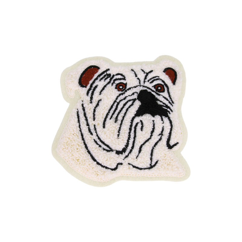 Bulldog Head Chenille Patch (White)